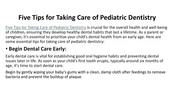 five tips for taking care of pediatric dentistry