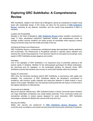exploring grc subhiksha a comprehensive review