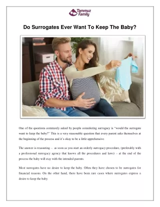 Do Surrogates Ever Want to Keep The Baby? - Tammuz Surrogacy