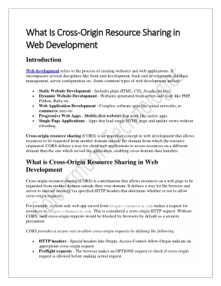 What Is Cross-Origin Resource Sharing in Web Development