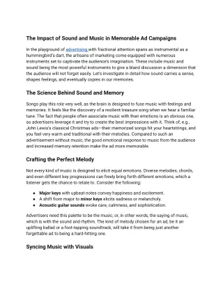 the impact of sound and music in memorable