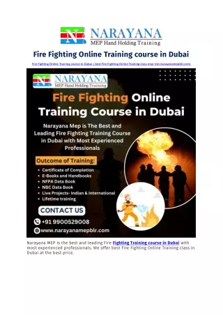 Fire Fighting Online Training course in Dubai