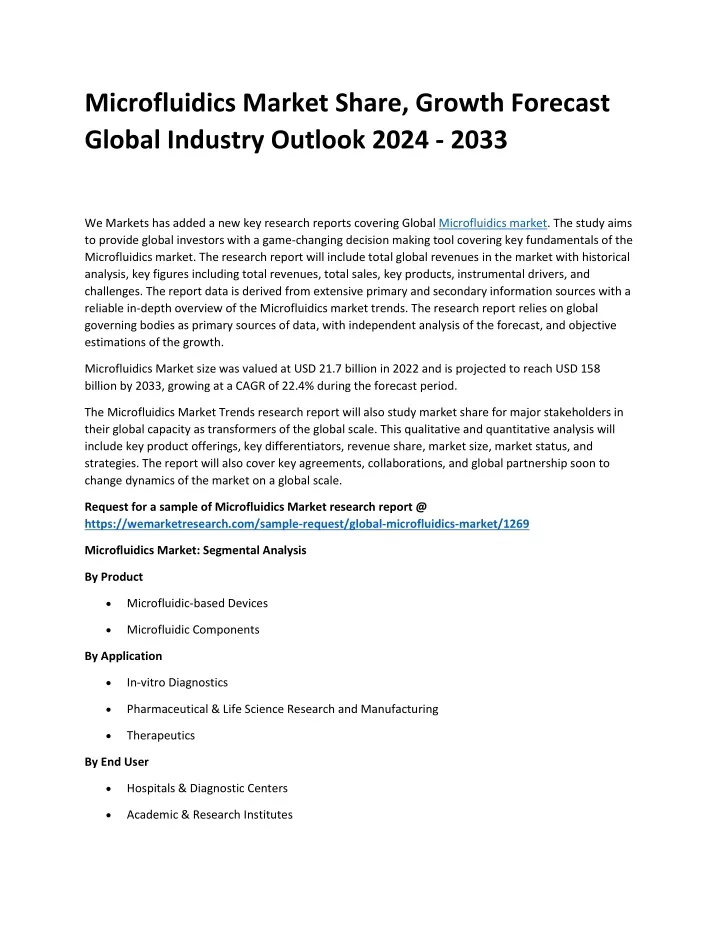 microfluidics market share growth forecast global