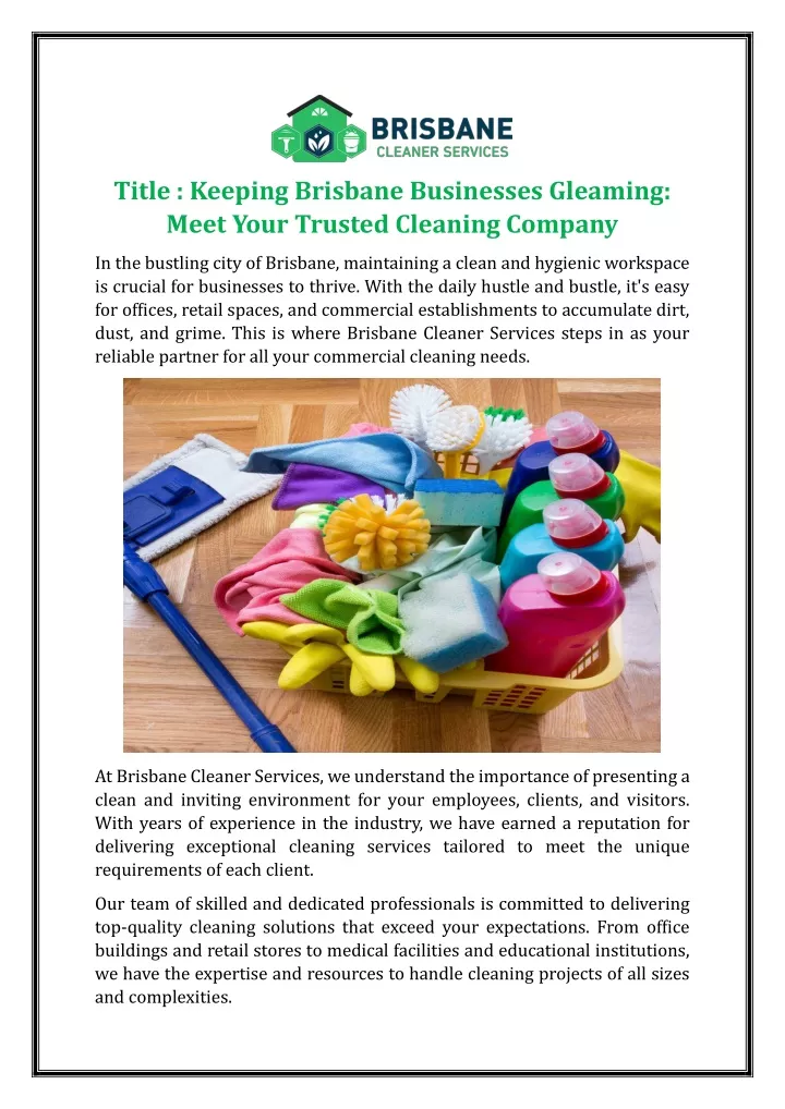 title keeping brisbane businesses gleaming meet