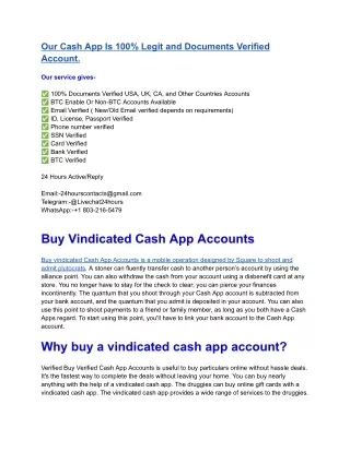 Buy Verified Cash App Accounts For Sale 2024