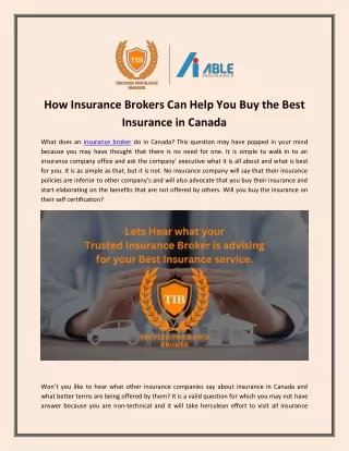 How Insurance Brokers Can Help You Buy the Best Insurance in Canada