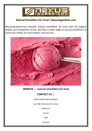 Natural Emulsifiers For Food  Nexusingredient.com