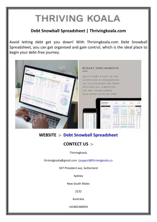 Debt Snowball Spreadsheet  Thrivingkoala.com