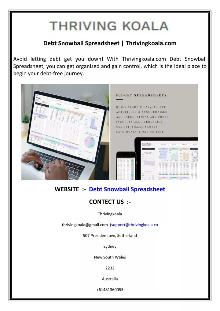 debt snowball spreadsheet thrivingkoala com