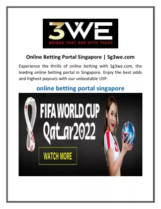 Online Betting Portal Singapore  Sg3we.com