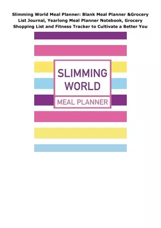 book❤read Slimming World Meal Planner: Blank Meal Planner & Grocery List Journal, Yearlong Meal Planner Notebook, G