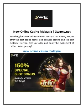 New Online Casino Malaysia  3wemy.net