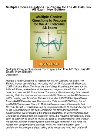 ⚡PDF ❤ Multiple Choice Questions To Prepare for The AP Calculus AB Exam: New Edition