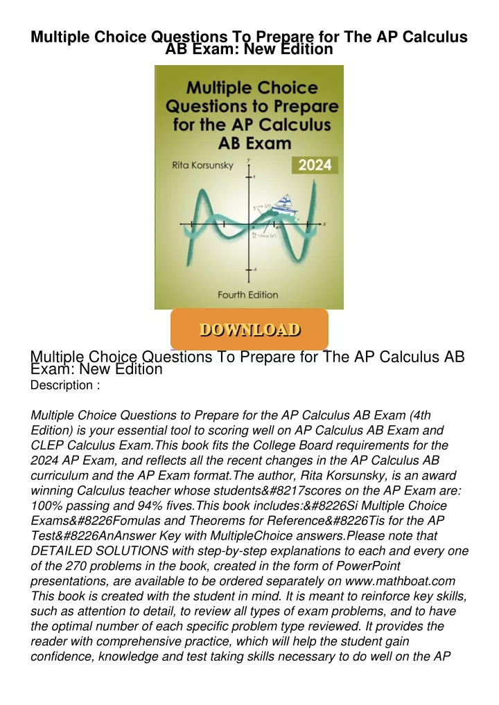 PPT ⚡PDF Multiple Choice Questions To Prepare for The AP Calculus AB