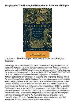 ⚡PDF ❤ Magisteria: The Entangled Histories of Science & Religion