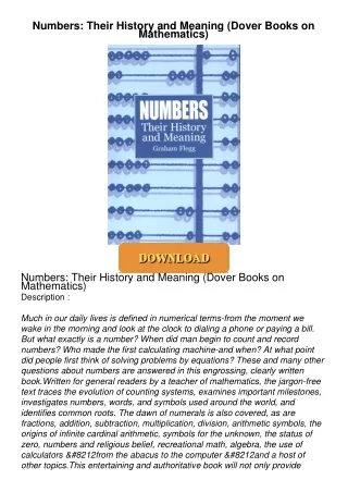 READ⚡[PDF]✔ Numbers: Their History and Meaning (Dover Books on Mathematics)