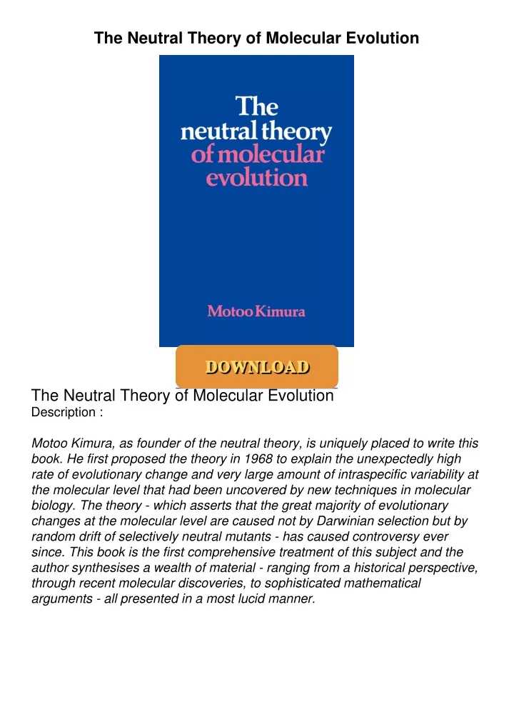 the neutral theory of molecular evolution