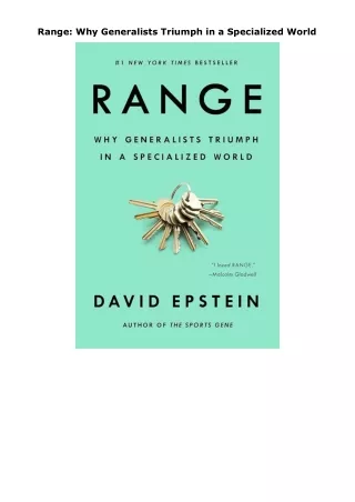 [PDF]❤️DOWNLOAD⚡️ Range: Why Generalists Triumph in a Specialized World