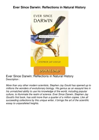 READ⚡[PDF]✔ Ever Since Darwin: Reflections in Natural History