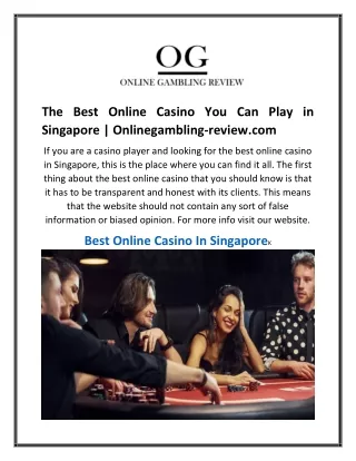The Best Online Casino You Can Play in Singapore  Onlinegambling-review.com