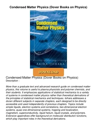 Read⚡ebook✔[PDF]  Condensed Matter Physics (Dover Books on Physics)