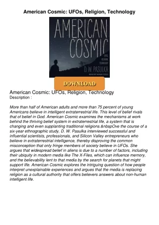 [PDF⚡READ❤ONLINE]  American Cosmic: UFOs, Religion, Technology