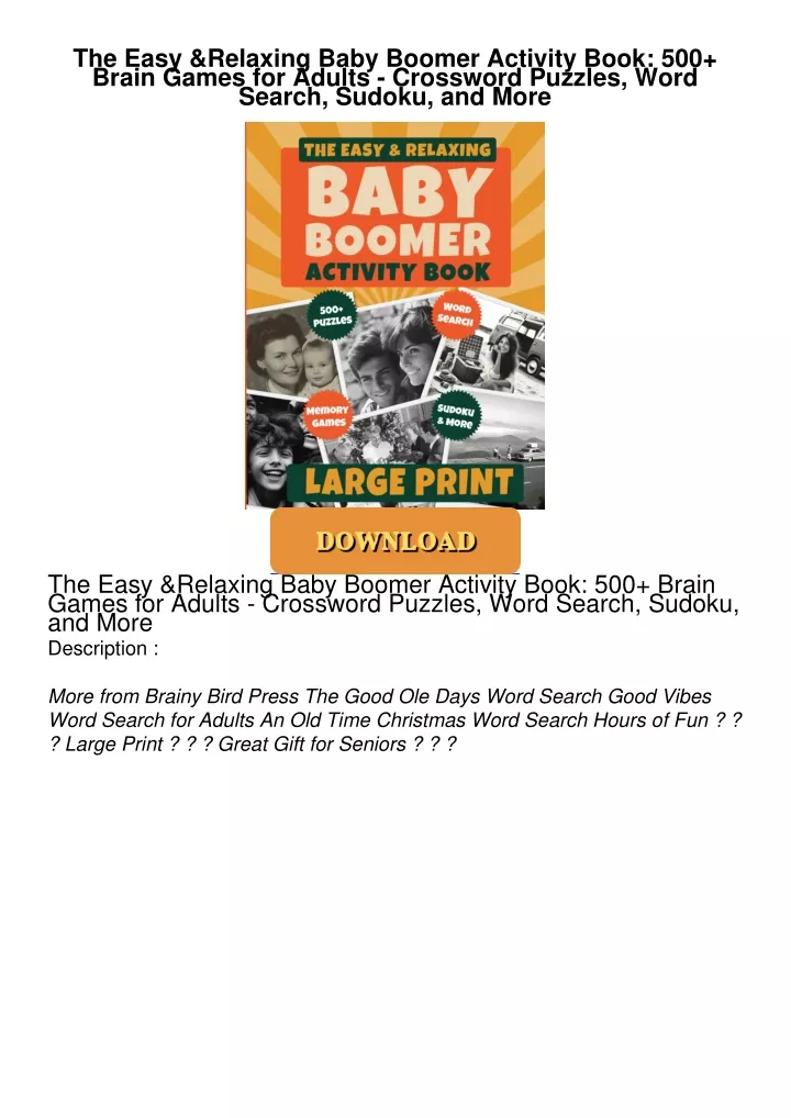 the easy relaxing baby boomer activity book