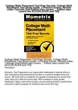 $PDF$/READ College Math Placement Test Prep Secrets: College Math Placement Test Study