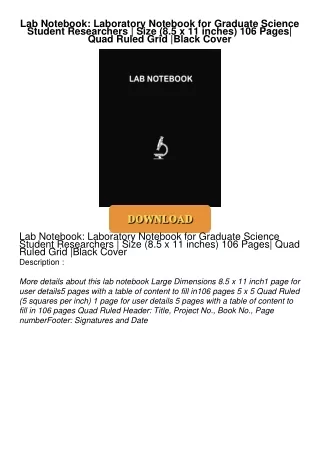READ⚡[PDF]✔ Lab Notebook: Laboratory Notebook for Graduate Science Student Researchers |
