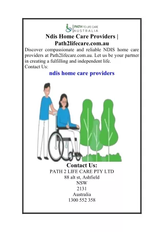 Ndis Home Care Providers  Path2lifecare.com.au