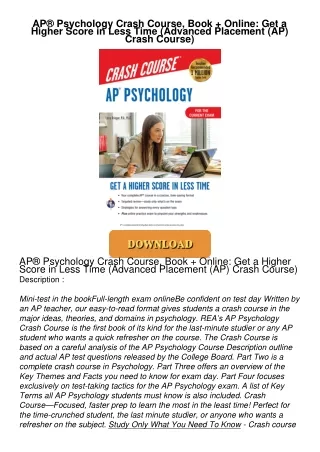 Read⚡ebook✔[PDF]  AP® Psychology Crash Course, Book + Online: Get a Higher Score in Less Time