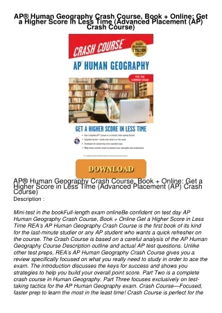 AP®-Human-Geography-Crash-Course-Book--Online-Get-a-Higher-Score-in-Less-Time-Advanced-Placement-AP-Crash-Course