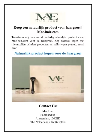 Koop een natuurlijk product voor haargroei  Mae-hair