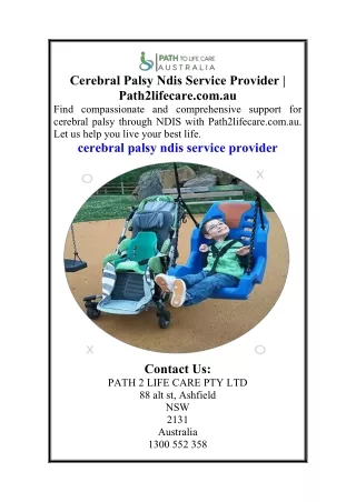 Cerebral Palsy Ndis Service Provider  Path2lifecare.com.au
