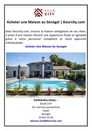 Acheter une Maison au Sénégal Keurcity.com1