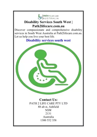 Disability Services South West  Path2lifecare.com.au