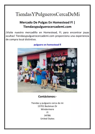 Mercado De Pulgas En Homestead Fl  Tiendasypulguerocercademi.com