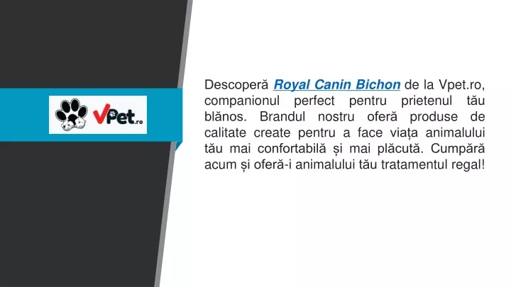 descoper royal canin bichon de la vpet