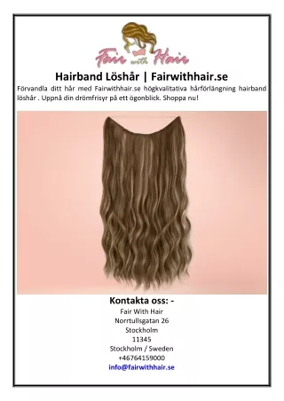 Hairband Löshår Fairwithhair.se