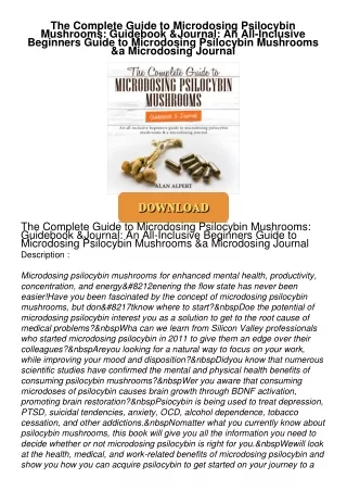 The-Complete-Guide-to-Microdosing-Psilocybin-Mushrooms-Guidebook--Journal-An-AllInclusive-Beginners-Guide-to-Microdosing