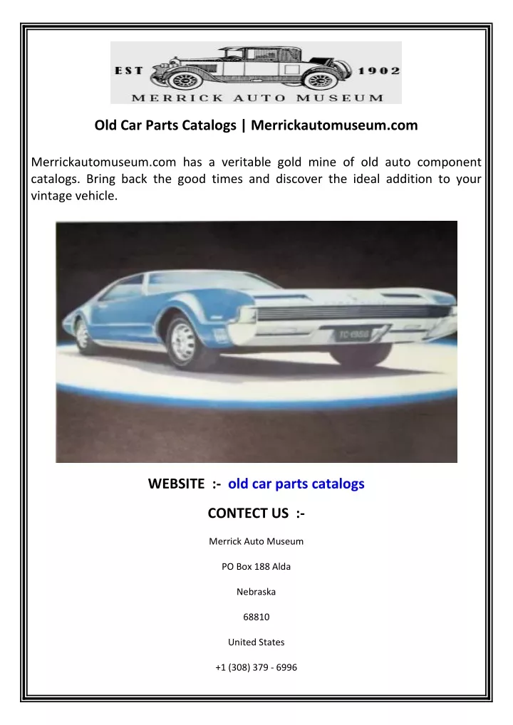 old car parts catalogs merrickautomuseum com