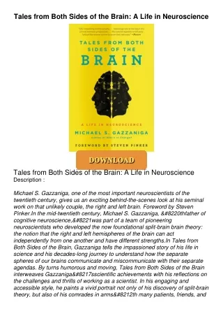 [PDF⚡READ❤ONLINE] Tales from Both Sides of the Brain: A Life in Neuroscience