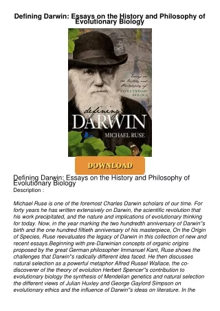 Audiobook⚡ Defining Darwin: Essays on the History and Philosophy of Evolutionary Biology