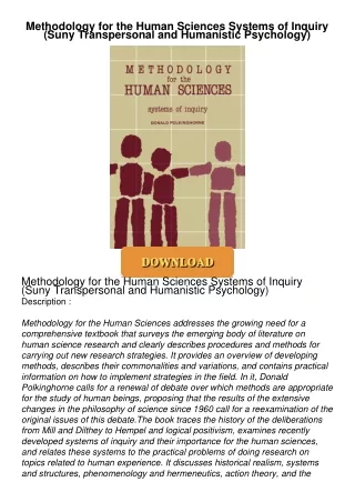 [PDF⚡READ❤ONLINE]  Methodology for the Human Sciences Systems of Inquiry (Suny Transpersonal and