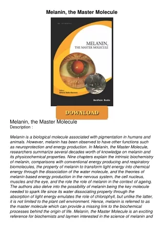 [PDF⚡READ❤ONLINE] Melanin, the Master Molecule