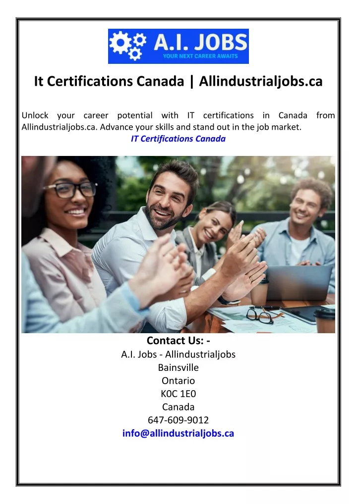 it certifications canada allindustrialjobs ca