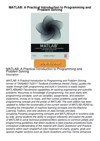 $PDF$/READ MATLAB: A Practical Introduction to Programming and Problem Solving