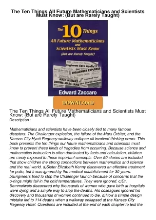 PDF_⚡ The Ten Things All Future Mathematicians and Scientists Must Know: (But are