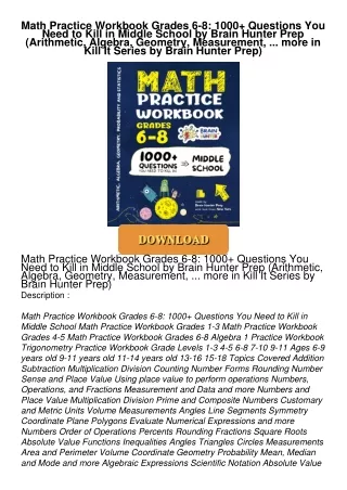 [PDF⚡READ❤ONLINE] Math Practice Workbook Grades 6-8: 1000+ Questions You Need to Kill in Middle