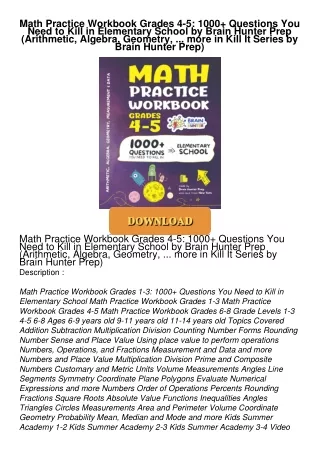 Audiobook⚡ Math Practice Workbook Grades 4-5: 1000+ Questions You Need to Kill in